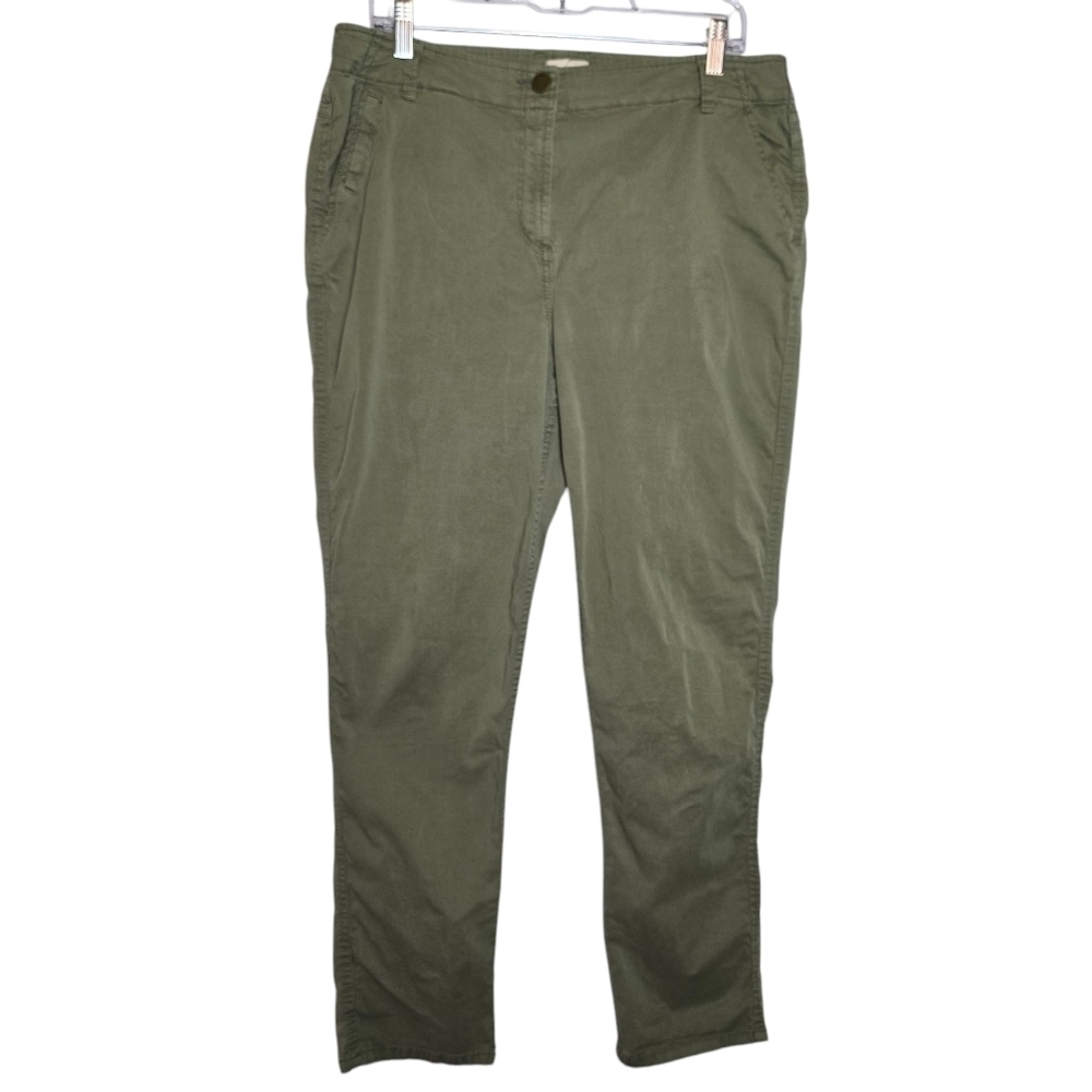 Chico's Women's Olive Green Cotton Spandex Straight Leg PantChicos Size 2=M-12US